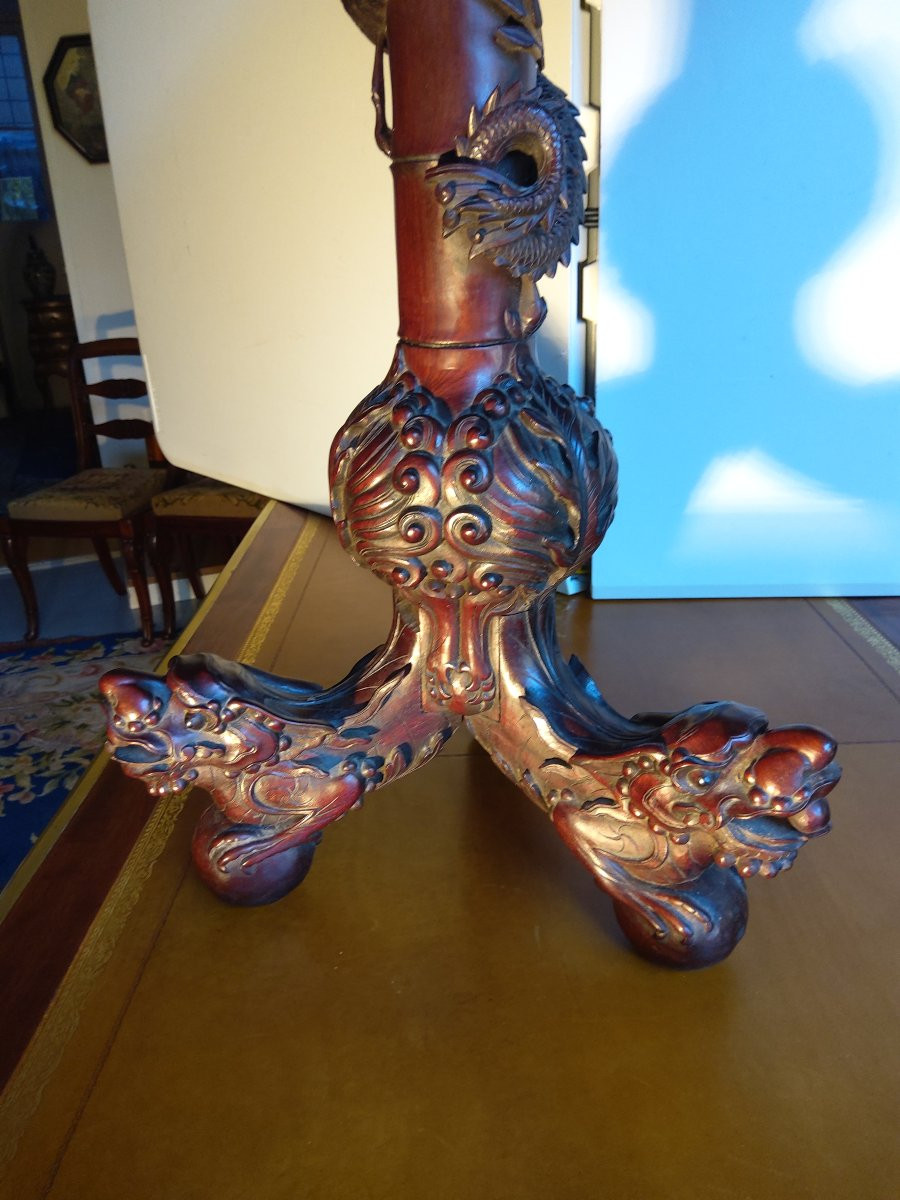 19th Century Vietnam Or China Pedestal Table In Sandalwood-photo-3